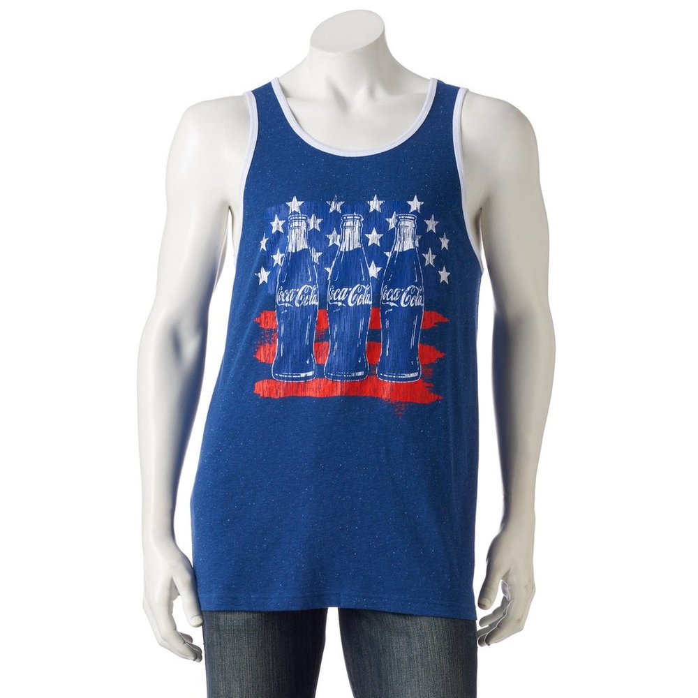 New! Coca-Cola American Flag Bottle Tank Top T-Shirt